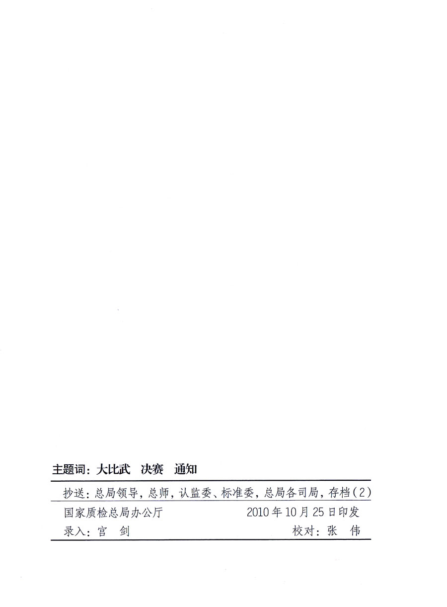 國家質量監(jiān)督檢驗檢疫總局《關于舉辦全國質檢系統(tǒng)檢測技能大比武決賽的通知》