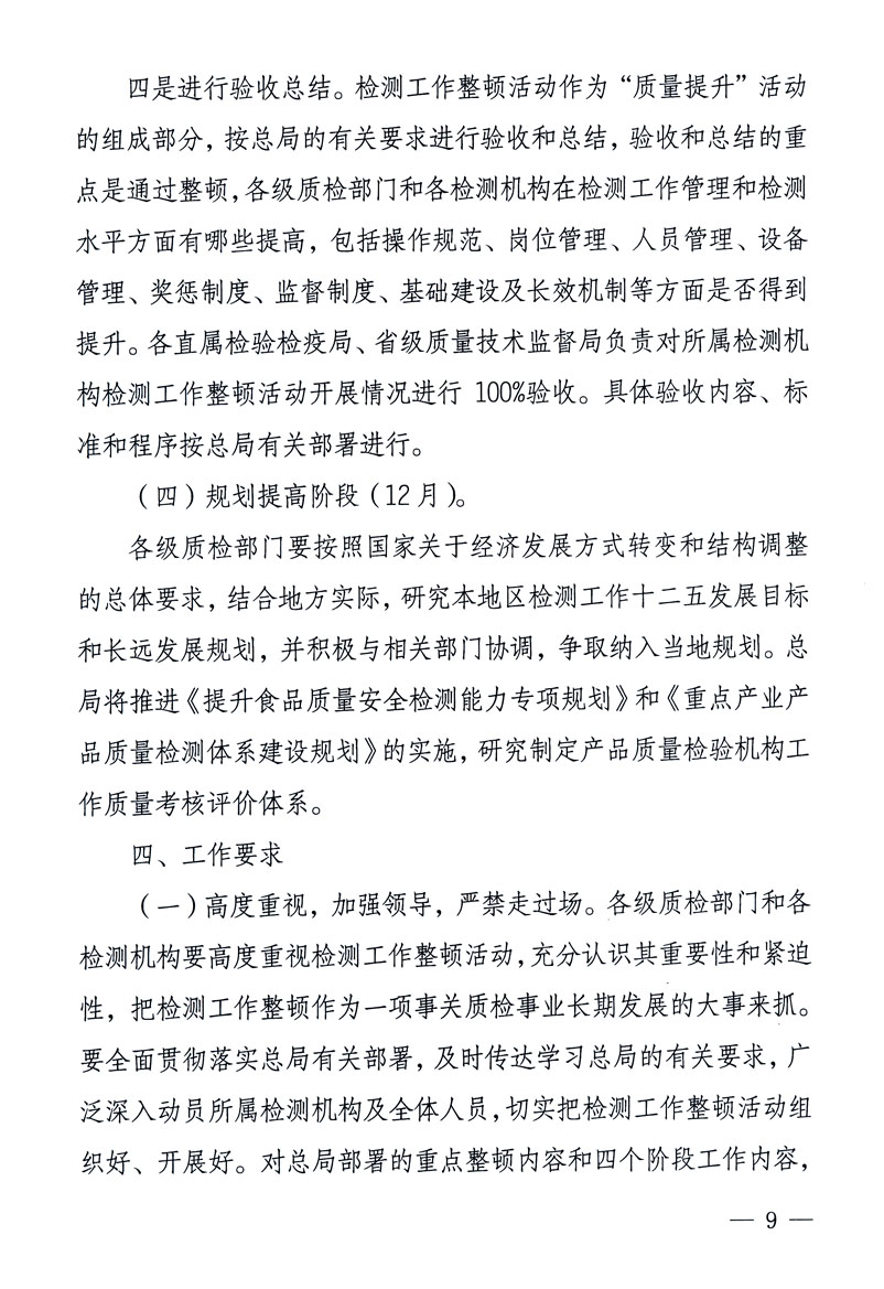 關于印發(fā)《關于在全國質檢系統(tǒng)開展檢測工作整頓的活動方案》的通知